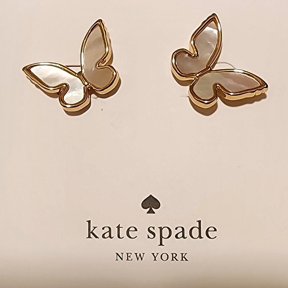 Kate Spade ♠️butterfly stud earrings, Mother of Pearl & gold, All a Flutter NIB!